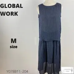 美品 GLOBAL WORK ブラウス スカート セットアップ ストライプ M