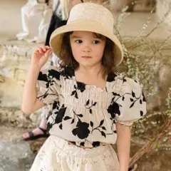 韓国子供服 正規品 韓国ブランド puellaFLO 花柄 トップス アイボリー