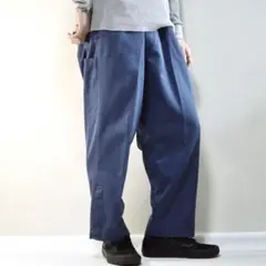 古着 スイス軍 ワークパンツ ワイドパンツ ネイビー