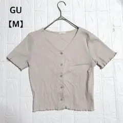 GU リブメロークロップドカーディガン 半袖【Ｍ】