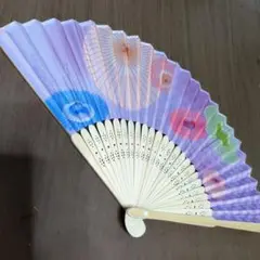 花模様 紫色 扇子