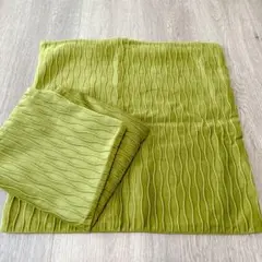 クッションカバー 2枚セット 45×45cm 北欧 ベルベット 波浪柄 黄緑