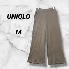 1283　ユニクロ　ワイドパンツ　イージーパンツ　カーキ　コットン100％