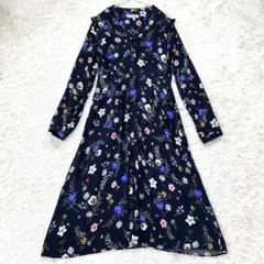 HOBBS LONDON 洗える♪フラワーシャツワンピース　花柄　総柄　S