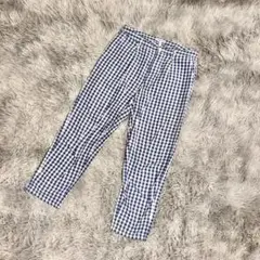 『nimes et nimes』テーパードパンツ　7分丈　コットン　リネン　青