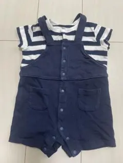 ロンパース・カバーオール ネイビー ストライプ
