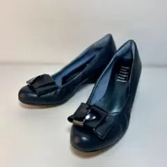 fitfitレザー リボン付き ウェッジヒール23.0cm