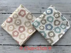 ダブルガーゼ＊ハンカチ＊ハンドメイド　花ｂ　2校セット