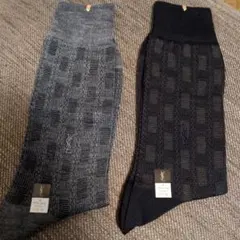 イヴサンローラン YSL チェック柄 メンズソックス グレー ブラック