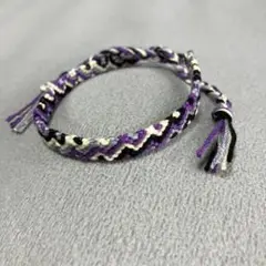 ミサンガ　アンクレット　黒　紫