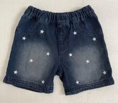 星柄刺繍ダークデニムショートパンツ