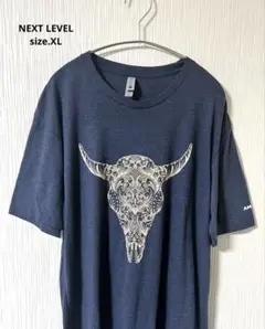 NEXT LEVEL　バッファロースカル Tシャツ　古着　ネイビー　サイズ.XL