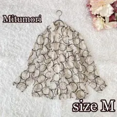 Mitumori 幾何学柄シアーコットンシャツ（M）日本製　透け感