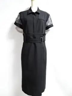 【美品】REKISAMI レキサミレースシャツワンピース サイズ1 ブラック