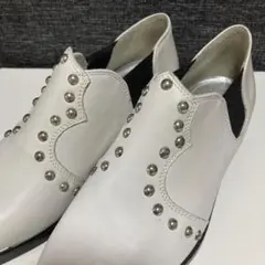 ディーゼル スタッズ ポインテッドトゥ サイドゴア レザーシューズ