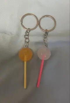 飴 キャンディ フェイクフード キーホルダー オレンジ ホワイト カプセルトイ