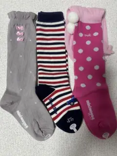 【新品】キッズ靴下（ハイソックス）3足セット 15-17cm