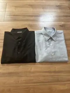 ブラックとライトブルー　シアーオーバー長袖シャツ　セット