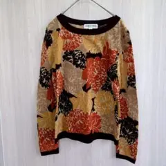 ジョルジュレッシュ トップス ニット セーター 毛100 花柄 ベージュ M