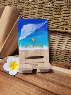 海レジンスマホスタンド⭐ゴールドALOHA