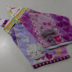 猫とハートのループ付タオル 2枚セット