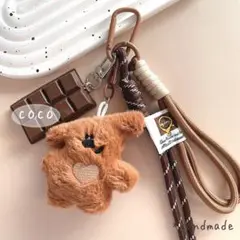 じゃらじゃらキーホルダー くま キーチャーム ストラップ ブラウン チョコ