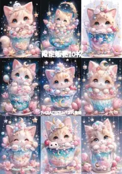 PARADISEパネル生地　限定販売10枚　猫柄　P80