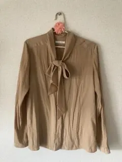 Plage シルキーファイユ ボウタイシャツ ベージュ
