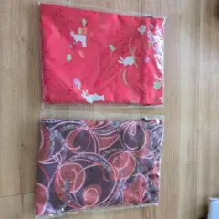 ウサギ模様赤と茶色巾着袋2点セット