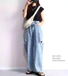 【新品未使用タグ付き】❦helm ケミカルデニムカットオフパンツ ブラック Ｌ❦