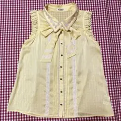 axesfemmeアクシーズ　リボンカットソーブラウス　ノースリーブフリル　美品