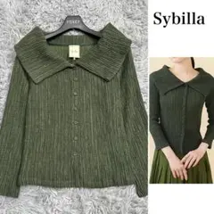 未使用級✨23AW シビラ シャーリングビッグカラーカットソー トップスグリーン