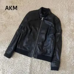 ☆美品☆AKM コンテンポラリー　パディングブルゾン　ラムレザー　黒　L