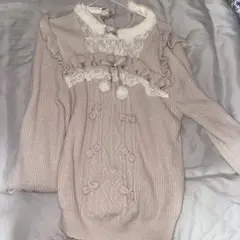LIZLISA モヘアタッチポンポンニットトップス