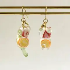 ねこちゃんのピアス　フルー　フックタイプ