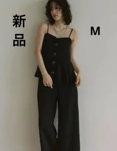 ぺプラムビスチェキャミオールインワン　ブラック　M