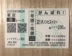 ダノンヒストリー　メイクデビュー　現地応援馬券