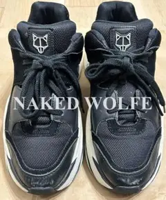 Naked Wolf 黒 レザー スニーカー 美品✨ ネイキッドウルフNaked Wolfeスニーカー 38 黒 厚底