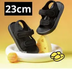23cm 男の子　女の子　キッズ用 ブラック メッシュサンダル　プールアウトドア