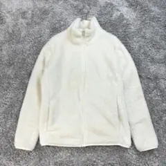 【ユニクロ】XL 白 フリースフルジップジャケット カジュアル もふもふ