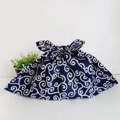 あずま袋◆手拭い◆エコバック◆コンビニバック◆ハンドメイド【唐草模様・紺色】