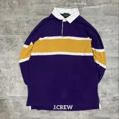 J.CREW 90s ラガーシャツ 紫 黄色 ストライプ