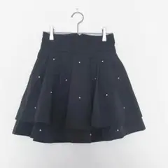 アーベーセーアンフェイス ミニスカート ビジュー 黒 フリルデザイン ジッパー