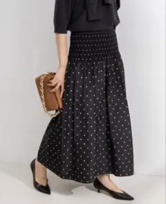 【美品】NOLLEY'S シャーリングドットジャガードリバーシブルスカート