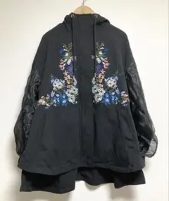 iS ScoLar イズスカラー　フード付コート　黒　M【YK0442】