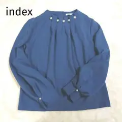 indexインデックス 胸元大粒パール 上品ブラウス ふんわり ゆったりLサイズ