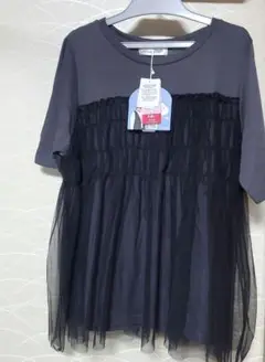 しまむら Hina チュール付き グレー半袖 Tシャツ LLサイズ