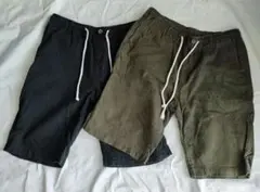 ショートパンツ ハーフパンツ コットン100　ブラック　カーキ　LL