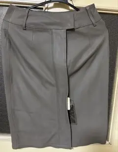 グレー レザー風 タイトスカート