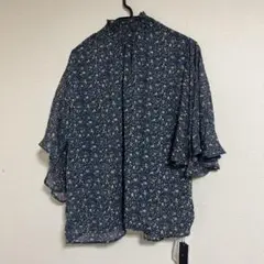 新品　メルロー　merlot フラワープリント 五分袖ブラウス　フリー　夏服